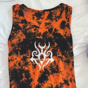 orange and black shirt with white design-dollskil